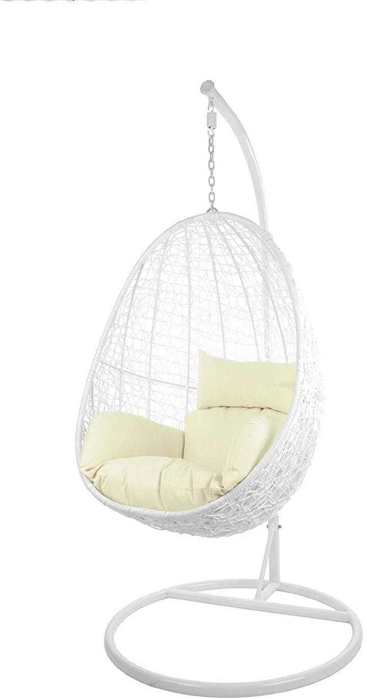 Virasat Giulietta Single Seater Hanging Swing With Stand For Balcony , Garden Swing (White)