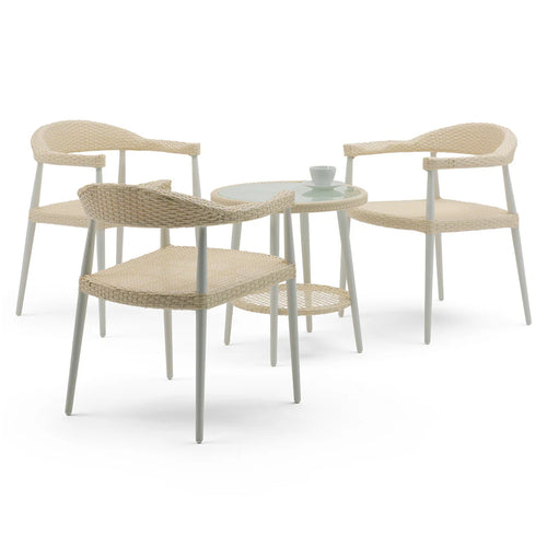 Virasat Outdoor Patio Seating Set 3 Chairs and 1 Table Set (Cream)-VIRASAT FURNITURE & FURNISHING