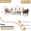 VIRASAT FURNITURE OUTDOOR ROPE SOFA SET 7-SEATER WITH OTTOMANS (BEIGE & OFF-WHITE)