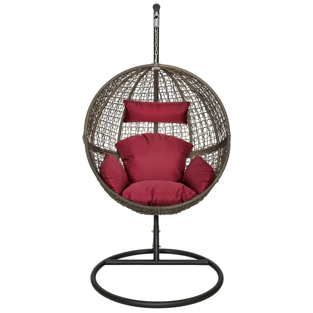 Virasat Single Seater Hanging Swing With Stand For Balcony, Garden Swing (Light Brown)-VIRASAT FURNITURE & FURNISHING