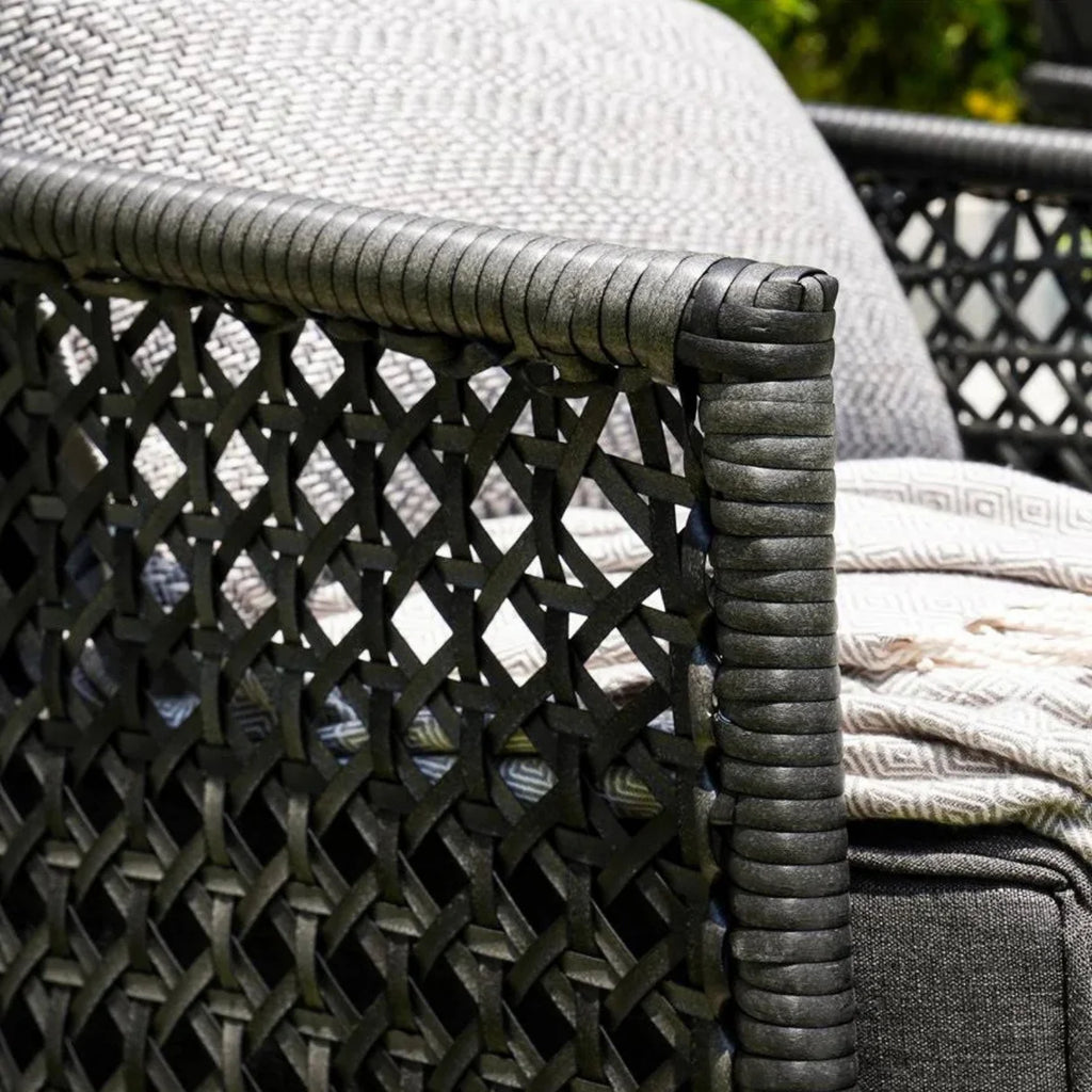 VIRASAT FURNITURE 4 SEATER L-SHAPE OUTDOOR PATIO SOFA SET WITH THICK CUSHIONS & SIDE TABLE (GREY)