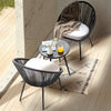 VIRASAT FURNITURE VOLTA OUTDOOR PATIO SEATING SET 2 CHAIRS AND 1 TABLE SET (BLACK) BRAIDED & ROPE