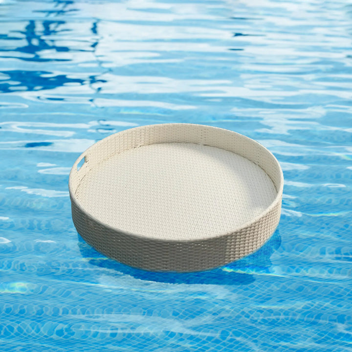 Virasat Ken Luxury Floating Serving Tray For Swimming Pool - White ( Round )