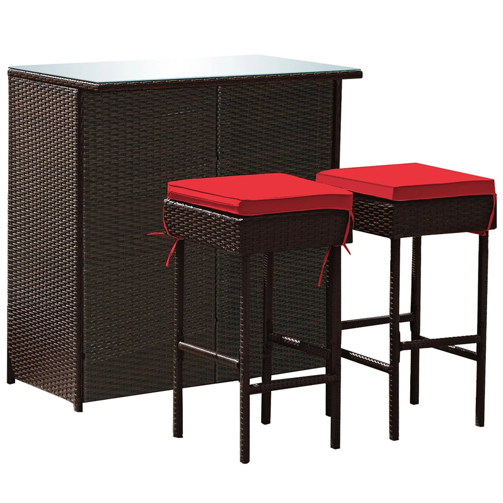 Virasat Outdoor Patio Bar Sets 2 Chairs 1 Table Dark Brown-VIRASAT FURNITURE & FURNISHING
