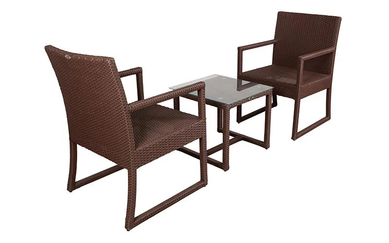 Virasat Outdoor Patio Seating Set 2 Chairs and 1 Table Set (Brown)-VIRASAT FURNITURE & FURNISHING