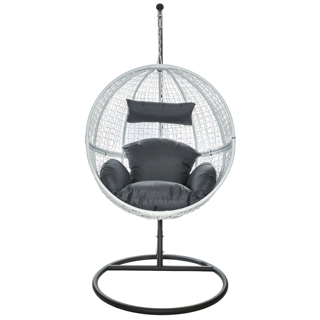 Virasat Single Seater Hanging Swing With Stand For Balcony, Garden Swing (White)-VIRASAT FURNITURE & FURNISHING
