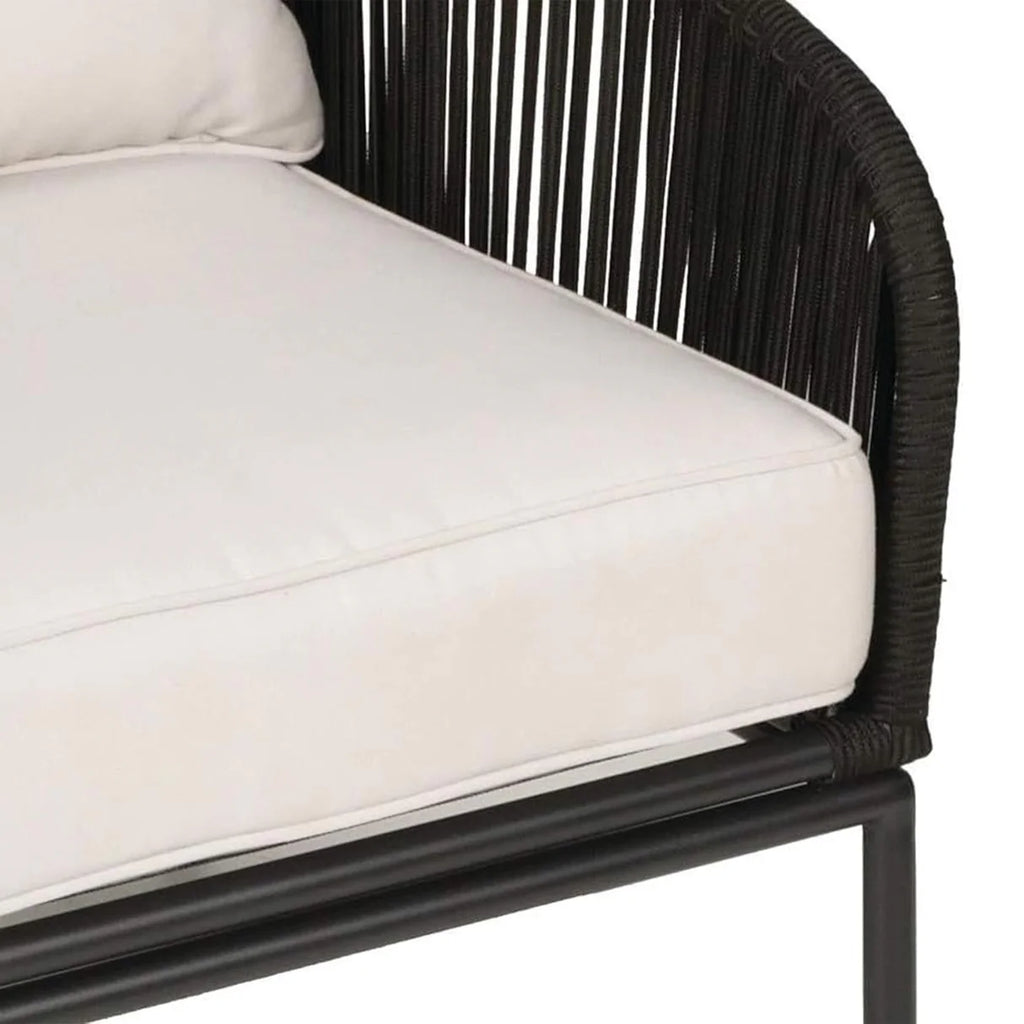 VIRASAT FURNITURE 3 Piece Outdoor Rope Bistro Set (Black & White)