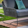 VIRASAT FURNITURE L-SHAPE OUTDOOR ROPE SOFA SET 6-SEATER WITH CENTER TABLE (GREY)