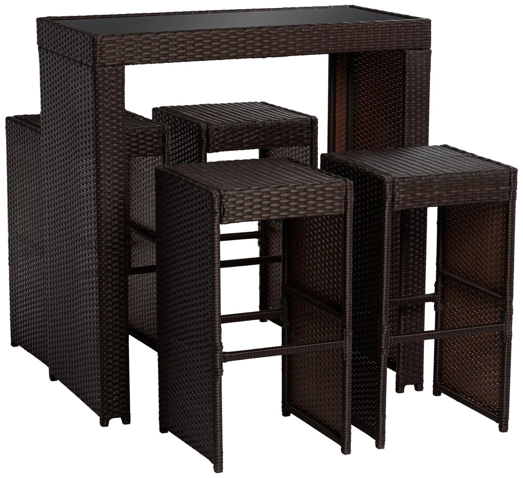Virasat Outdoor Patio Bar Sets 4 Chairs and 1 Table Dark Brown-VIRASAT FURNITURE & FURNISHING