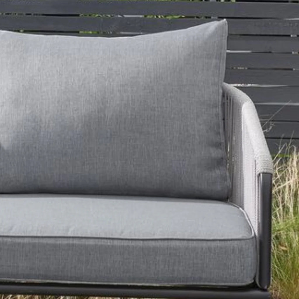 VIRASAT FURNITURE 6 SEATER L-SHAPE OUTDOOR ROPE CONVERSATION SOFA SET (GREY)