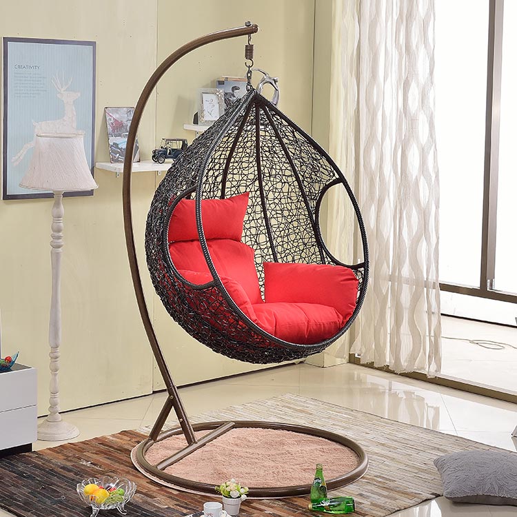 Virasat Orlanda Single Seater Hanging Swing With Stand For Balcony , Garden Swing (Black)