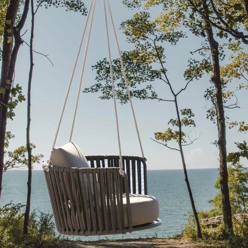 VIRASAT FURNITURE SINGLE SEATER HANGING SWING WITHOUT STAND FOR BALCONY & GARDEN SWING (GREY)