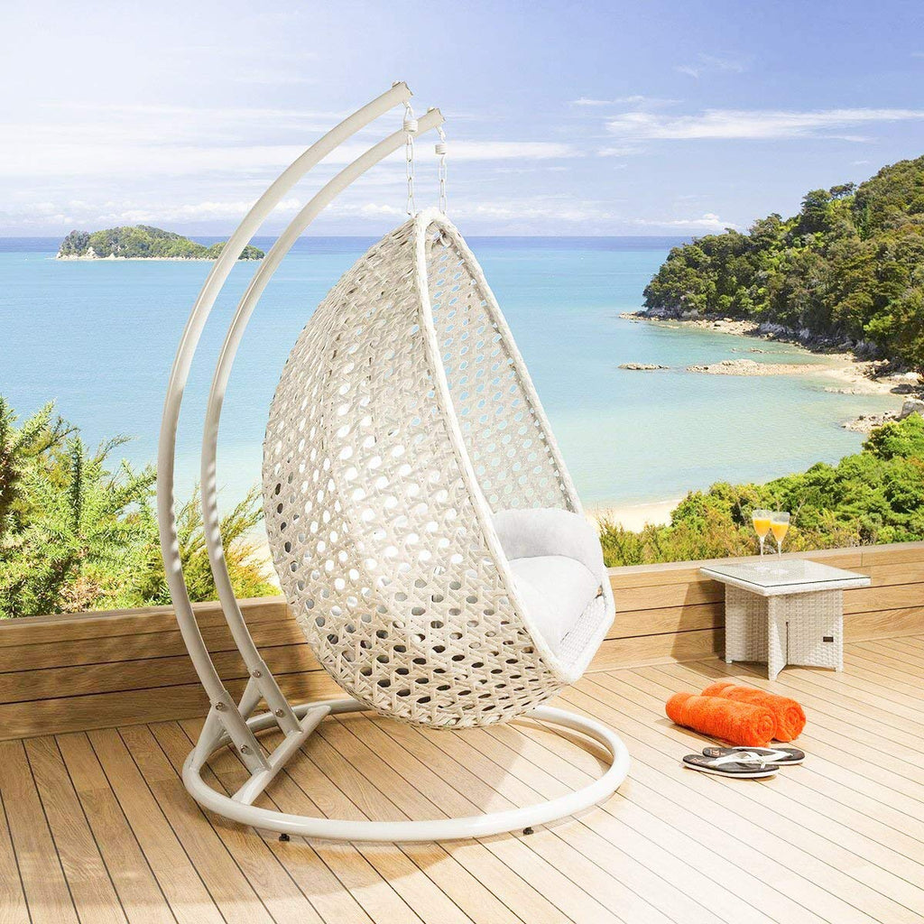 Virasat Double Seater Hanging Swing With Stand For Balcony, Garden Swing (White)-VIRASAT FURNITURE & FURNISHING