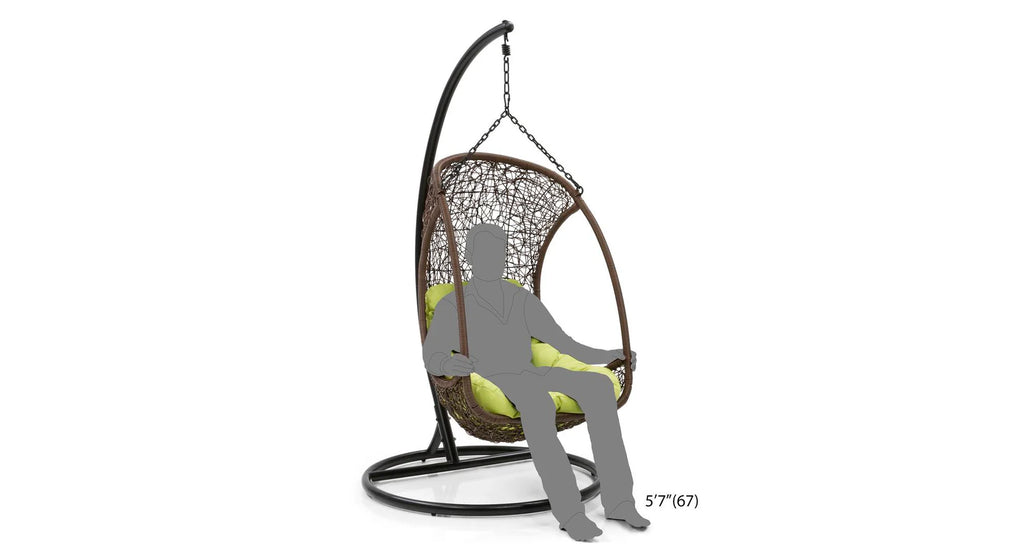 Virasat Single Seater Hanging Swing With Stand For Balcony, Garden Swing (Dark Brown)-VIRASAT FURNITURE & FURNISHING