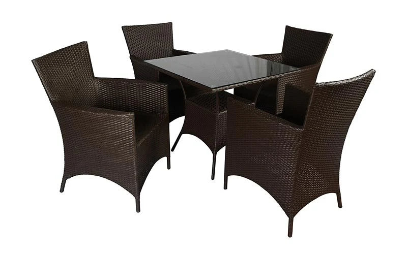 Virasat Outdoor Patio Seating Set 4 Chairs and 1 Table Set (Dark Brown)-VIRASAT FURNITURE & FURNISHING