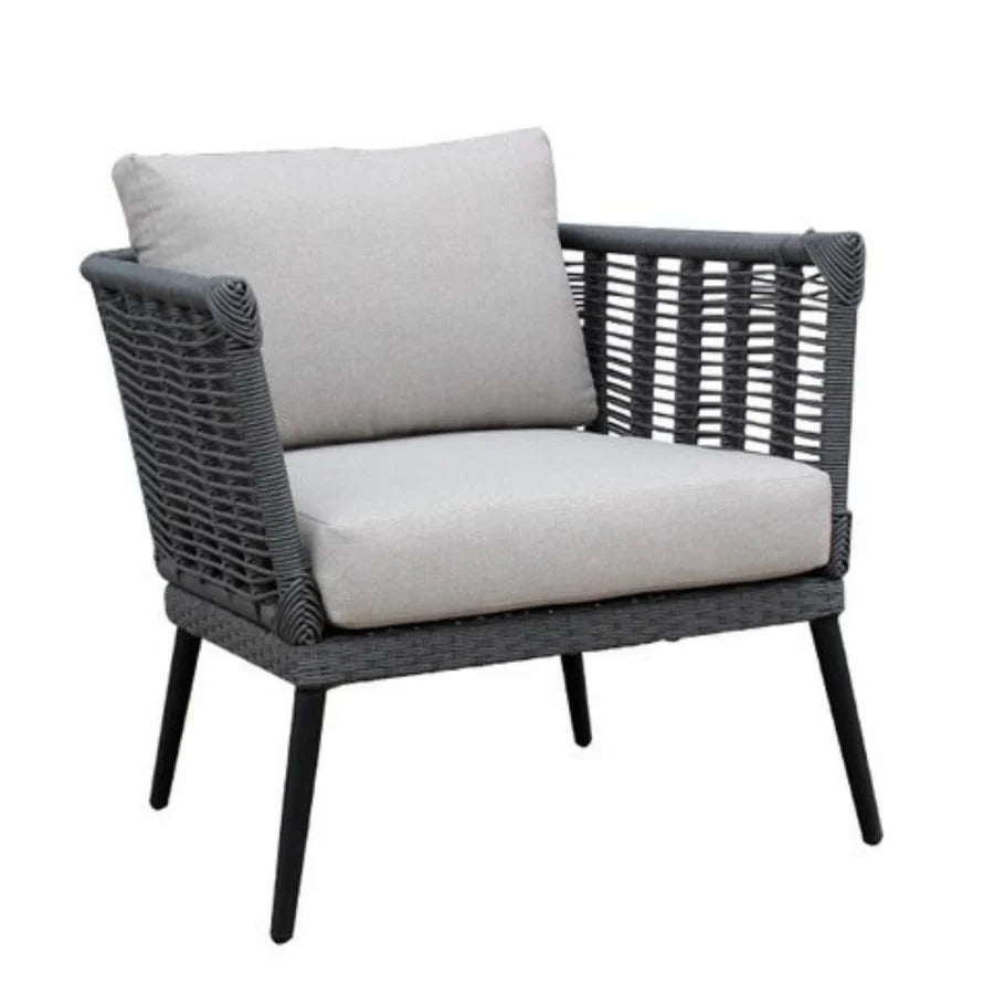 VIRASAT FURNITURE OUTDOOR GREY ROPE SOFA SET 7-SEATER WITH GLASS TOP CENTER TABLE