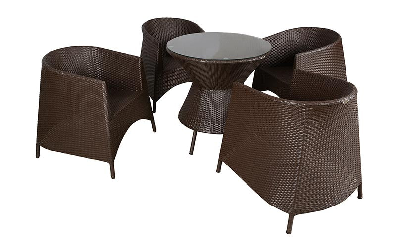 Virasat Aaru Outdoor Patio Seating Set 4 Chairs and 1 Table Set (Dark Brown)