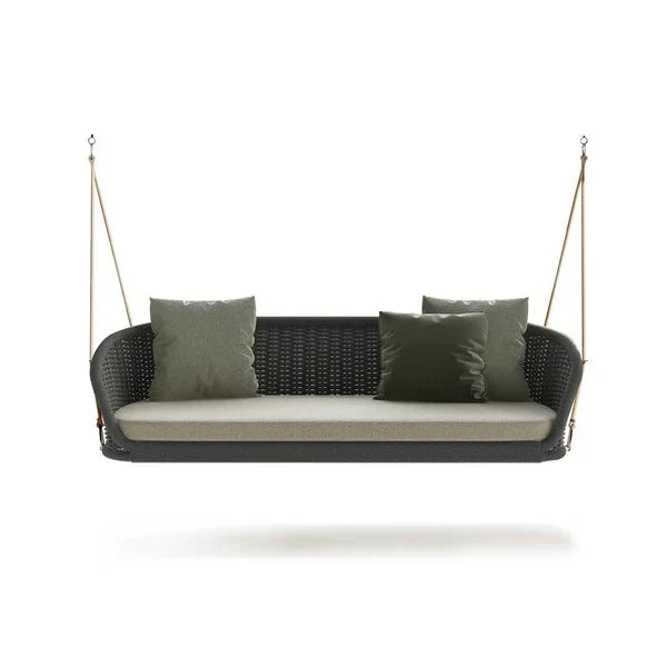 Virasat Double Seater Hanging Swing Without Stand For Balcony, Garden Swing (Dark Grey) Braided & Rope-VIRASAT FURNITURE & FURNISHING