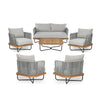 VIRASAT FURNITURE OUTDOOR 6-PIECE ROPE WOVEN CONVERSATION SOFA SET WITH WOODEN TOP TABLE (GREY)