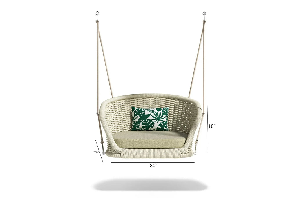 Virasat Single Seater Hanging Swing Without Stand For Balcony, Garden Swing (Cream) Braided & Rope-VIRASAT FURNITURE & FURNISHING