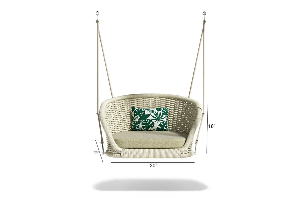 VIRASAT FURNITURE SINGLE SEATER HANGING SWING WITHOUT STAND FOR BALCONY & GARDEN SWING (CREAM) BRAIDED & ROPE