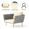 Virasat Outdoor Garden Balcony Sofa Set 2 Seater, 2 Single Seater and 1 Center Table Set, Braid & Rope (Beige + Grey)-VIRASAT FURNITURE & FURNISHING