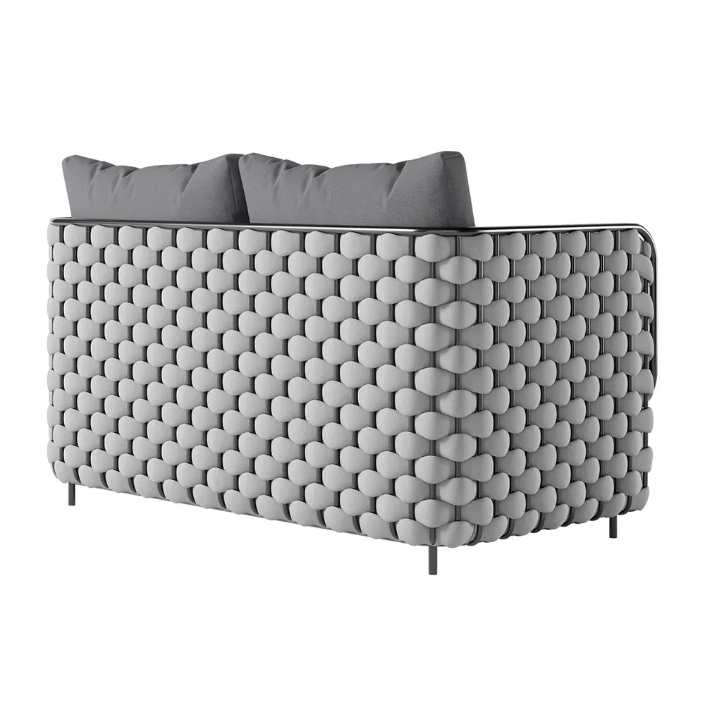 Virasat Outdoor Garden Balcony Sofa Set 2 Seater, 2 Single seater and 1 Center Table Set, Braid & Rope (Grey)-VIRASAT FURNITURE & FURNISHING