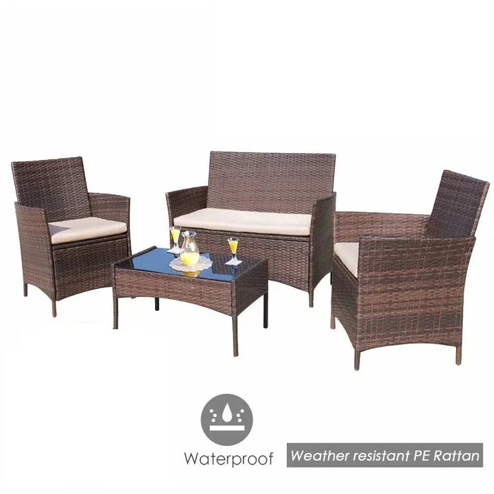 Virasat Faus Outdoor Sofa Set 2 Seater , 2 Single seater and 1 Center Table (Brown + White)