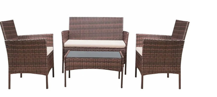 Virasat Faus Outdoor Sofa Set 2 Seater , 2 Single seater and 1 Center Table (Brown + White)