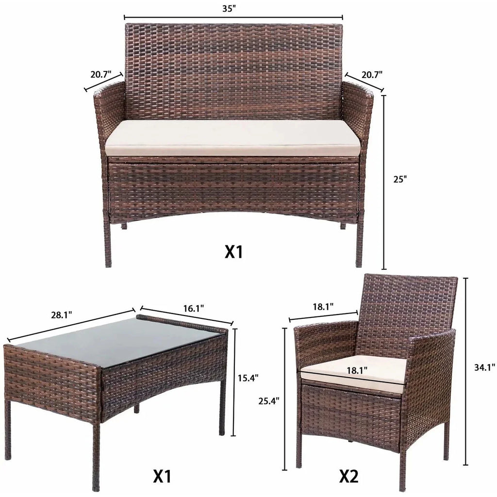 Virasat Outdoor Sofa Set 2 Seater, 2 Single Seater and 1 Center Table (Brown + White)-VIRASAT FURNITURE & FURNISHING