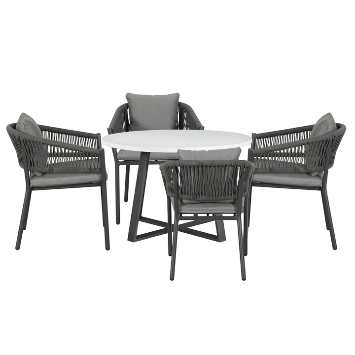 Virasat Muno Outdoor Patio Seating Set 4 Chairs and 1 Table Set (Black) Braided & Rope