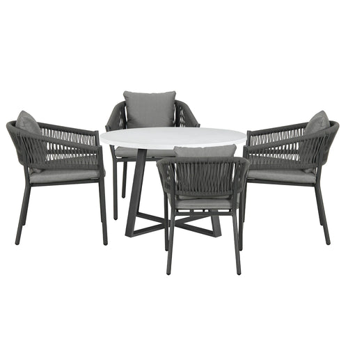 Virasat Outdoor Patio Seating Set 4 Chairs and 1 Table Set (Black) Braided & Rope-VIRASAT FURNITURE & FURNISHING