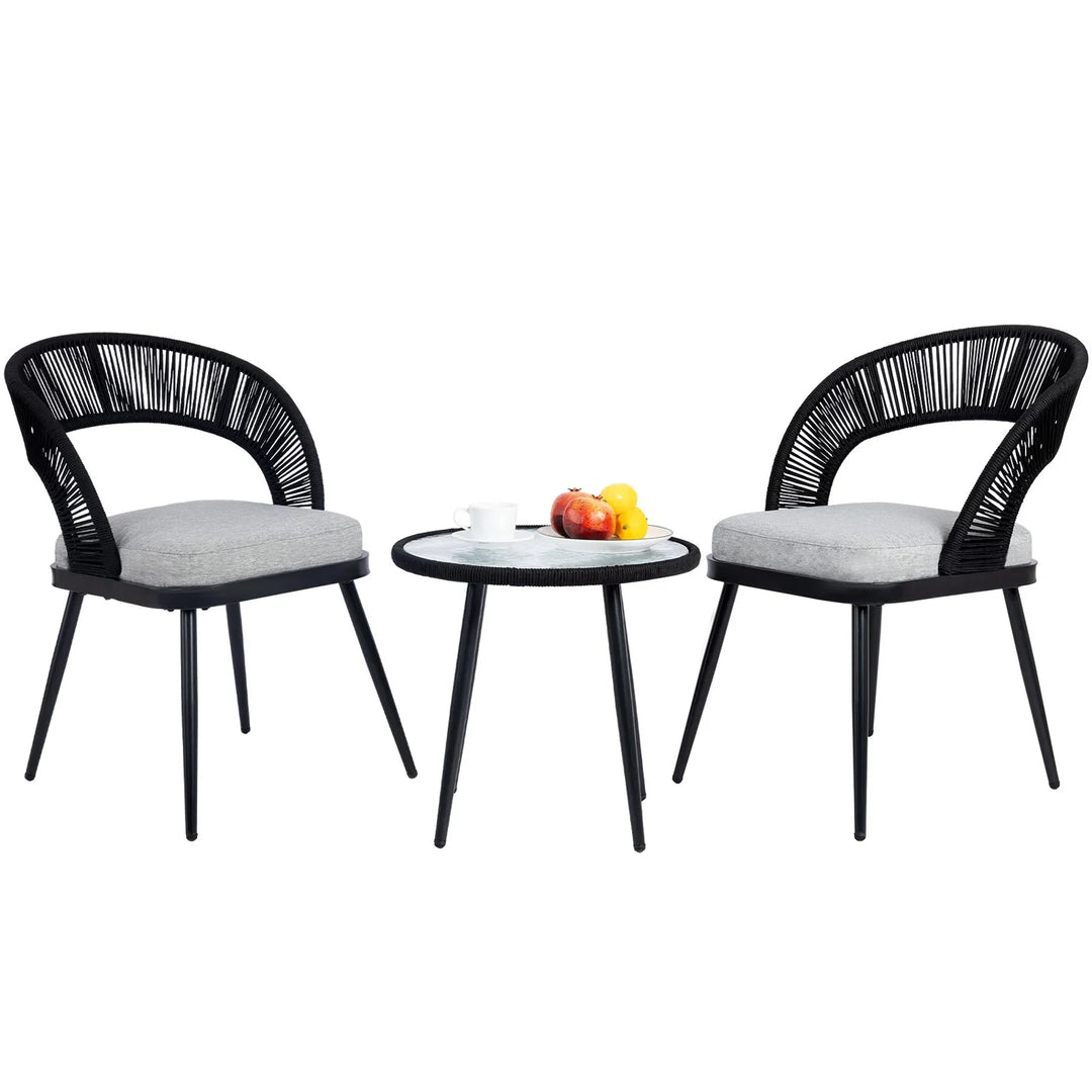 Virasat Espinal Outdoor Patio Seating Set 2 Chairs and 1 Table Set Braided & Rope