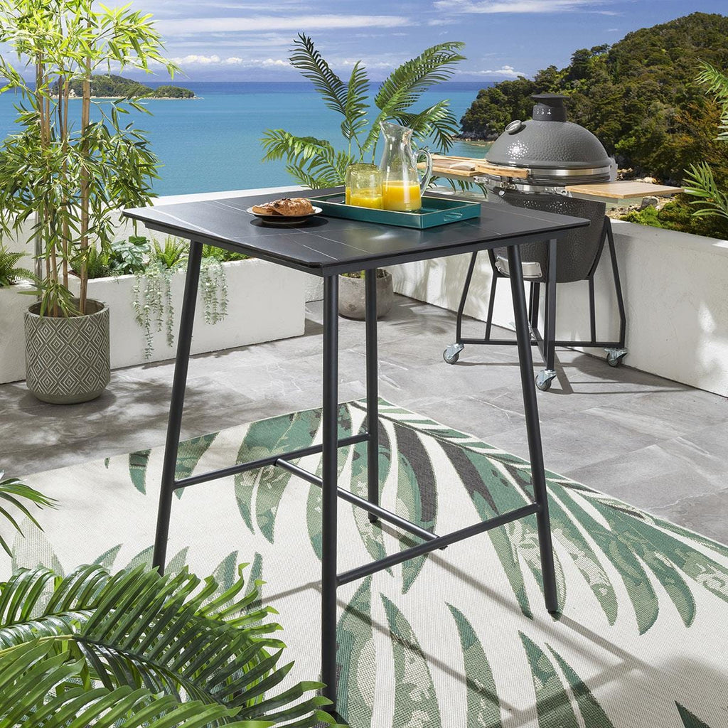 Virasat Outdoor Patio Bar Set 4 Chairs and 1 Table Set (Black) Braided & Rope-VIRASAT FURNITURE & FURNISHING