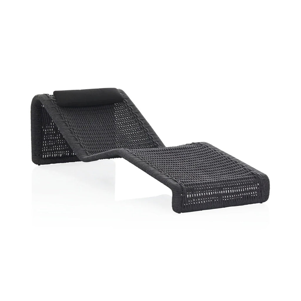 Virasat Outdoor Swimming Poolside Lounger Set of 2 (Black) Braided & Rope-VIRASAT FURNITURE & FURNISHING