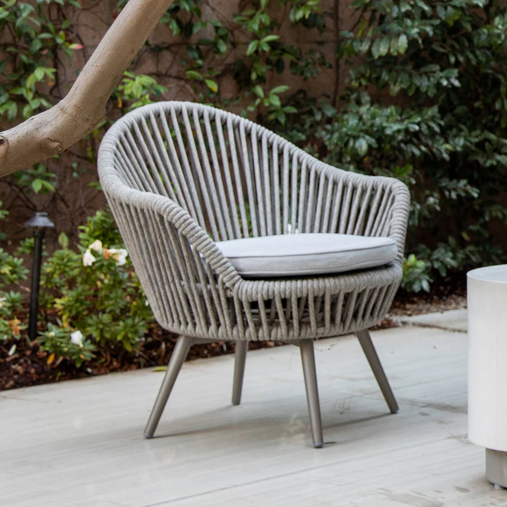 VIRASAT FURNITURE FAUX OUTDOOR PATIO SEATING SET 2 CHAIRS AND 1 TABLE SET (GREY) BRAIDED & ROPE