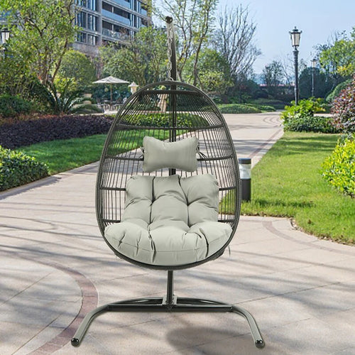 Virasat Single Seater Hanging Swing With Stand For Balcony , Garden Swing (Black)-VIRASAT FURNITURE & FURNISHING