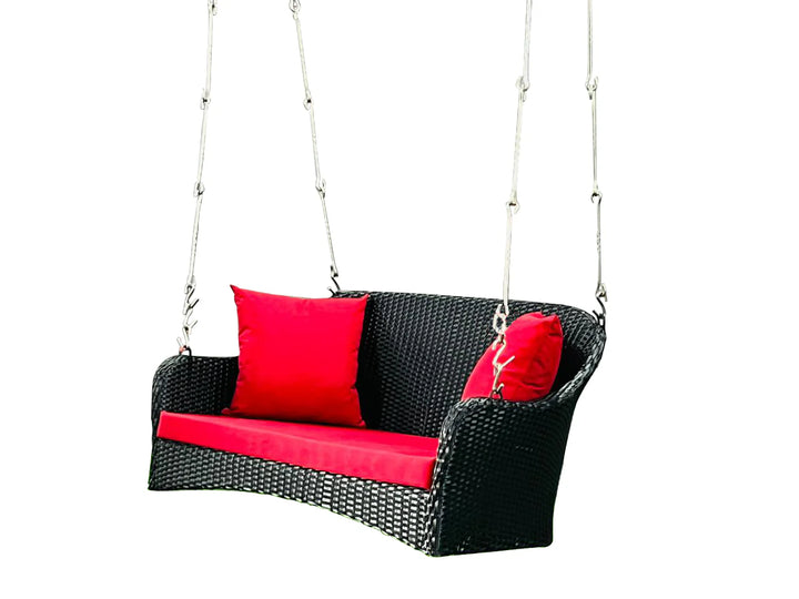 Virasat Mcdaniel Double Seater Hanging Swing Without Stand For Balcony , Garden Swing (Black + Red)