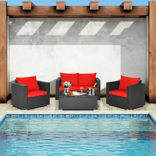 Virasat Outdoor Sofa Set 2 Seater, 2 Single Seater and 1 Center Table (Red)-VIRASAT FURNITURE & FURNISHING