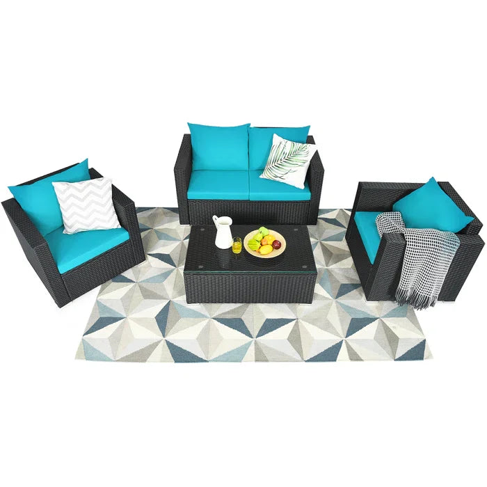 Virasat Outdoor Sofa Set 2 Seater, 2 Single seater and 1 Center Table (Blue)-VIRASAT FURNITURE & FURNISHING
