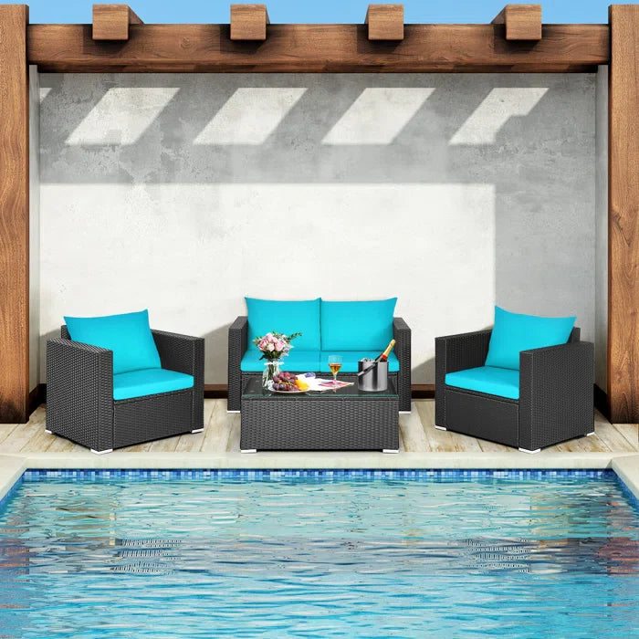 Virasat Outdoor Sofa Set 2 Seater, 2 Single seater and 1 Center Table (Blue)-VIRASAT FURNITURE & FURNISHING