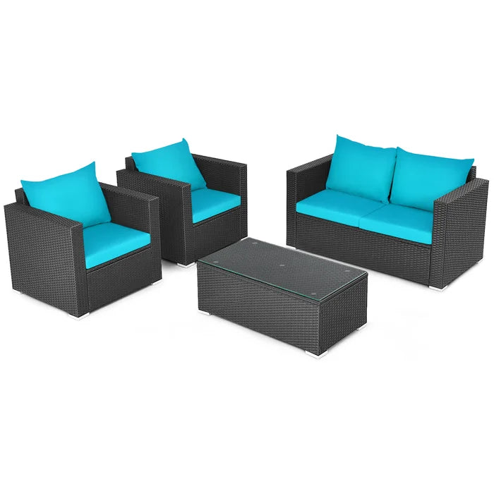 Virasat Outdoor Sofa Set 2 Seater, 2 Single seater and 1 Center Table (Blue)-VIRASAT FURNITURE & FURNISHING