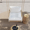 VIRASAT FURNITURE ULEK SINGLE SEATER HANGING SWING WITHOUT STAND FOR BALCONY & GARDEN SWING (WHITE + TAN) BRAIDED & ROPE