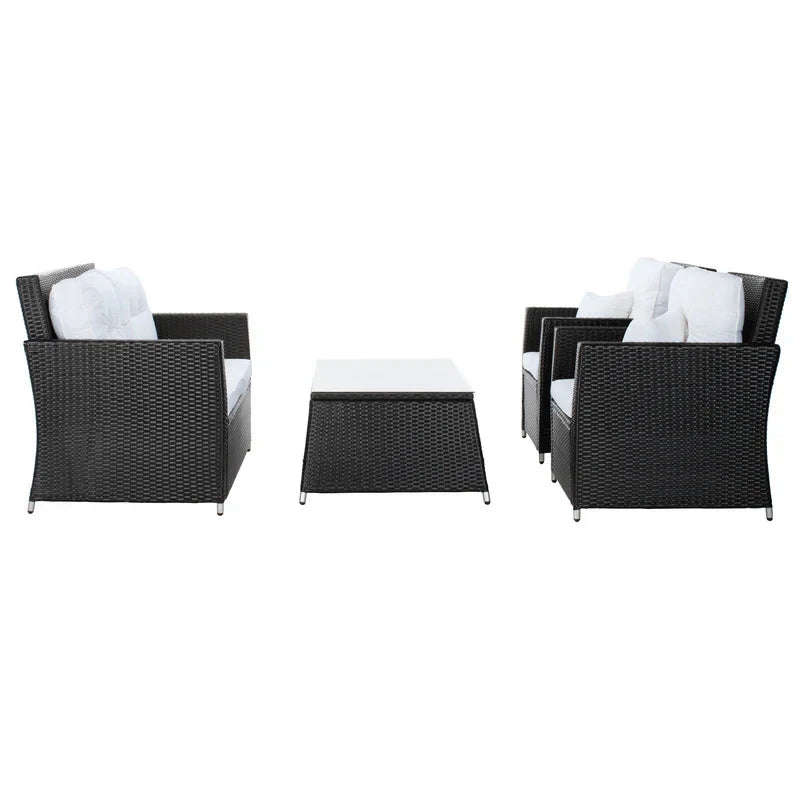 Virasat Moreau Outdoor Sofa Set 2 Seater, 2 Single seater and 1 Center Table (Black + White)