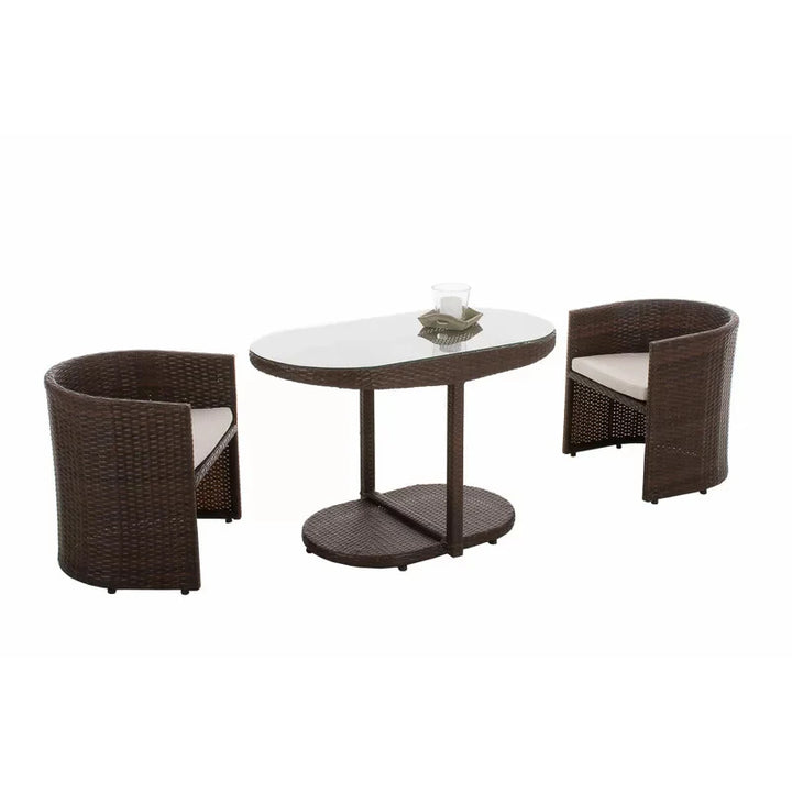 Virasat Dotcal Outdoor Patio Seating Set 2 Chairs and 1 Table Set (Brown)