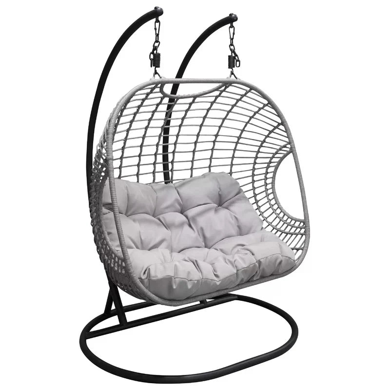 Virasat Double Seater Hanging Swing With Stand Silver-VIRASAT FURNITURE & FURNISHING