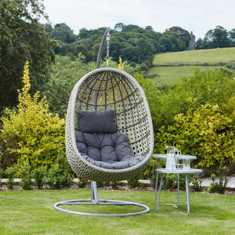 Virasat Single Seater Hanging Swing With Stand For Balcony, Garden Swing (Grey)-VIRASAT FURNITURE & FURNISHING