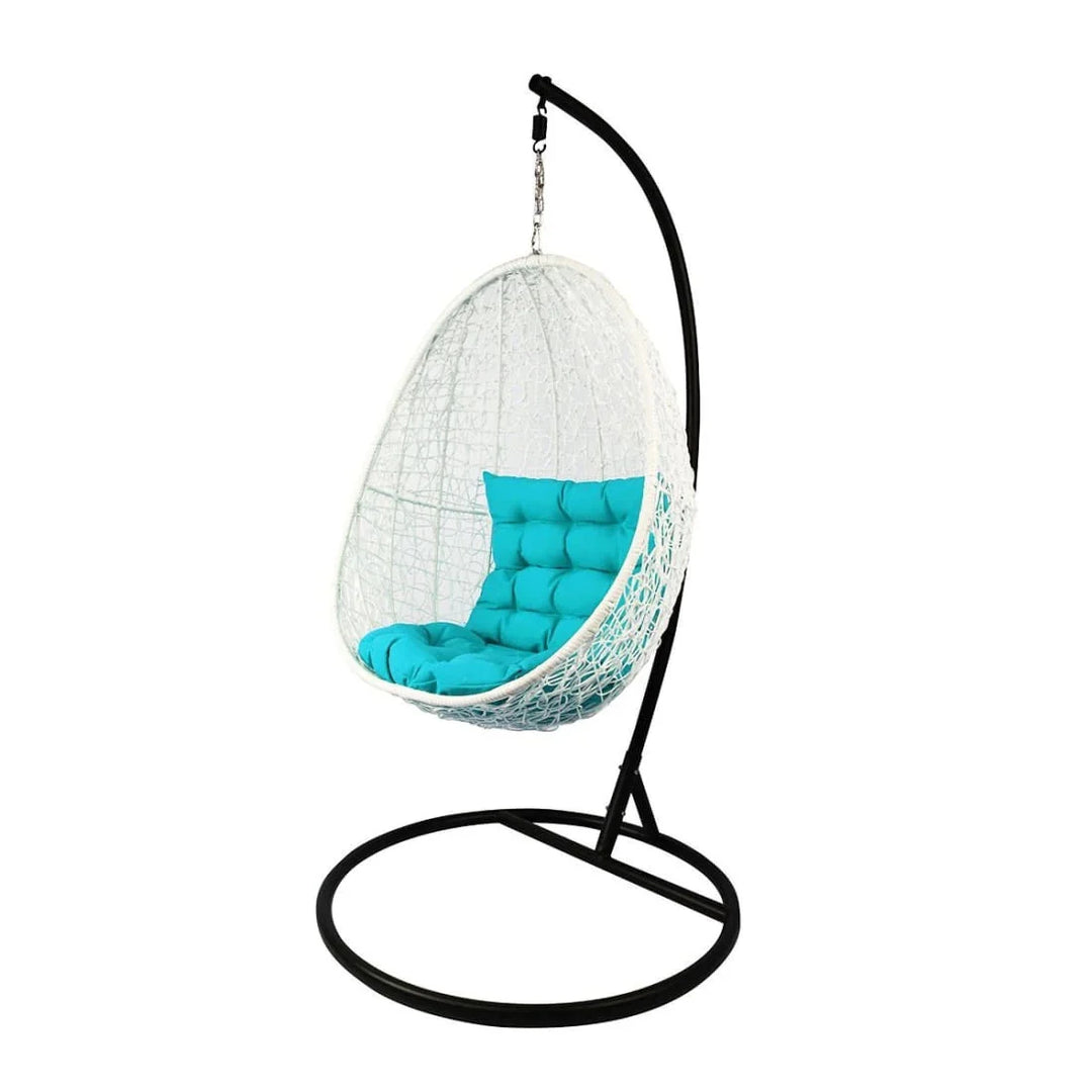 Virasat Luciana Single Seater Hanging Swing With Stand For Balcony , Garden Swing (White)