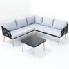 VIRASAT FURNITURE L-SHAPE OUTDOOR ROPE SOFA SET 6-SEATER WITH CENTER TABLE (GREY)