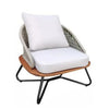 VIRASAT FURNITURE Outdoor Rope 3-Piece Patio Set With Wooden Top Table